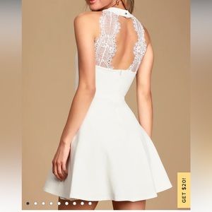 Lulu’s White Skater Dress with Lace Back